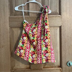 Lilly Pulitzer ‎ women’s floral blouse 100 % silk one shoulder  size 8